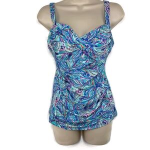 Soft Surroundings Sunset Vibrant Paisley Tankini Top Medium, soft cup